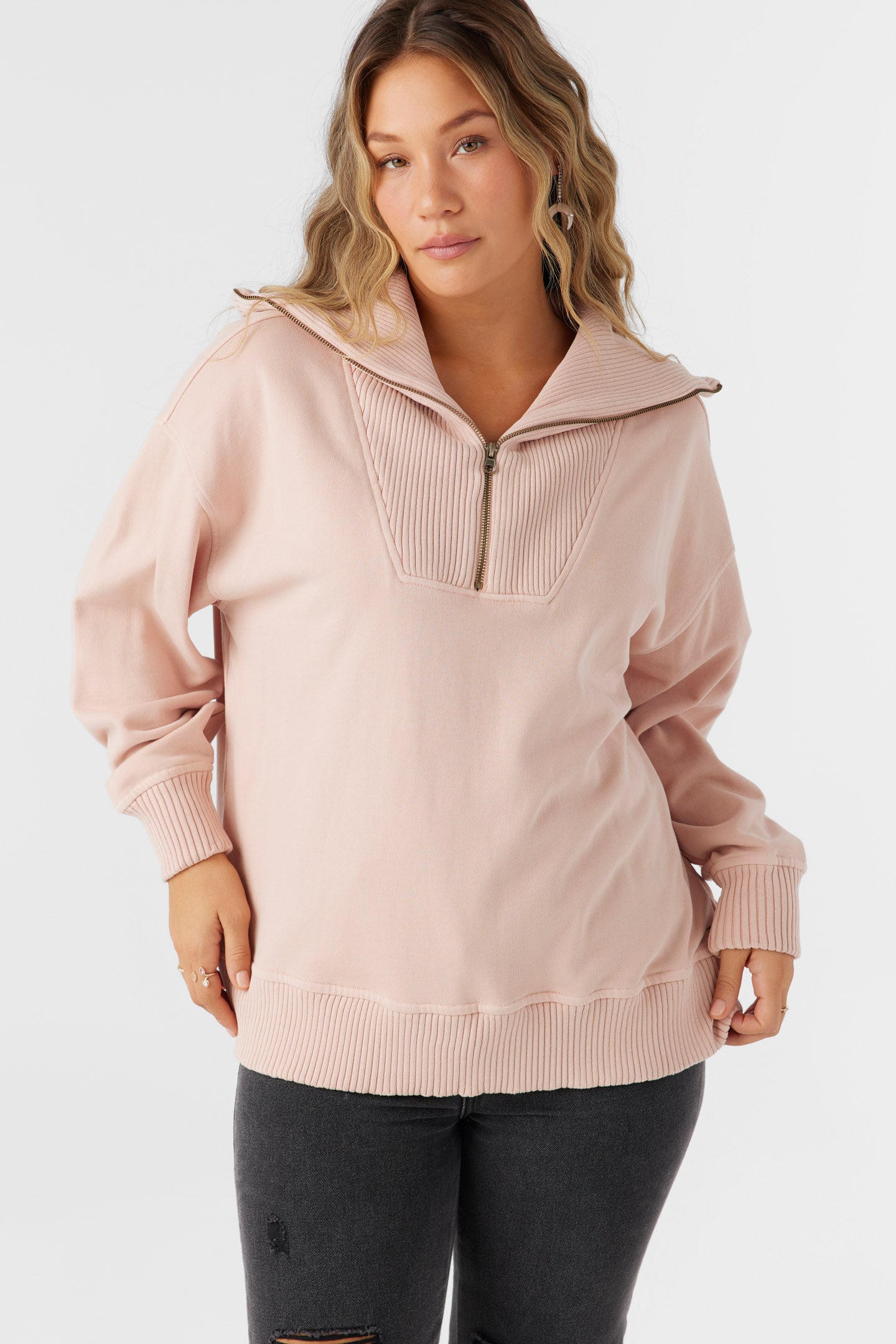 Karma Mock Zip Crew Neck Fleece - Rose Dust | O'Neill