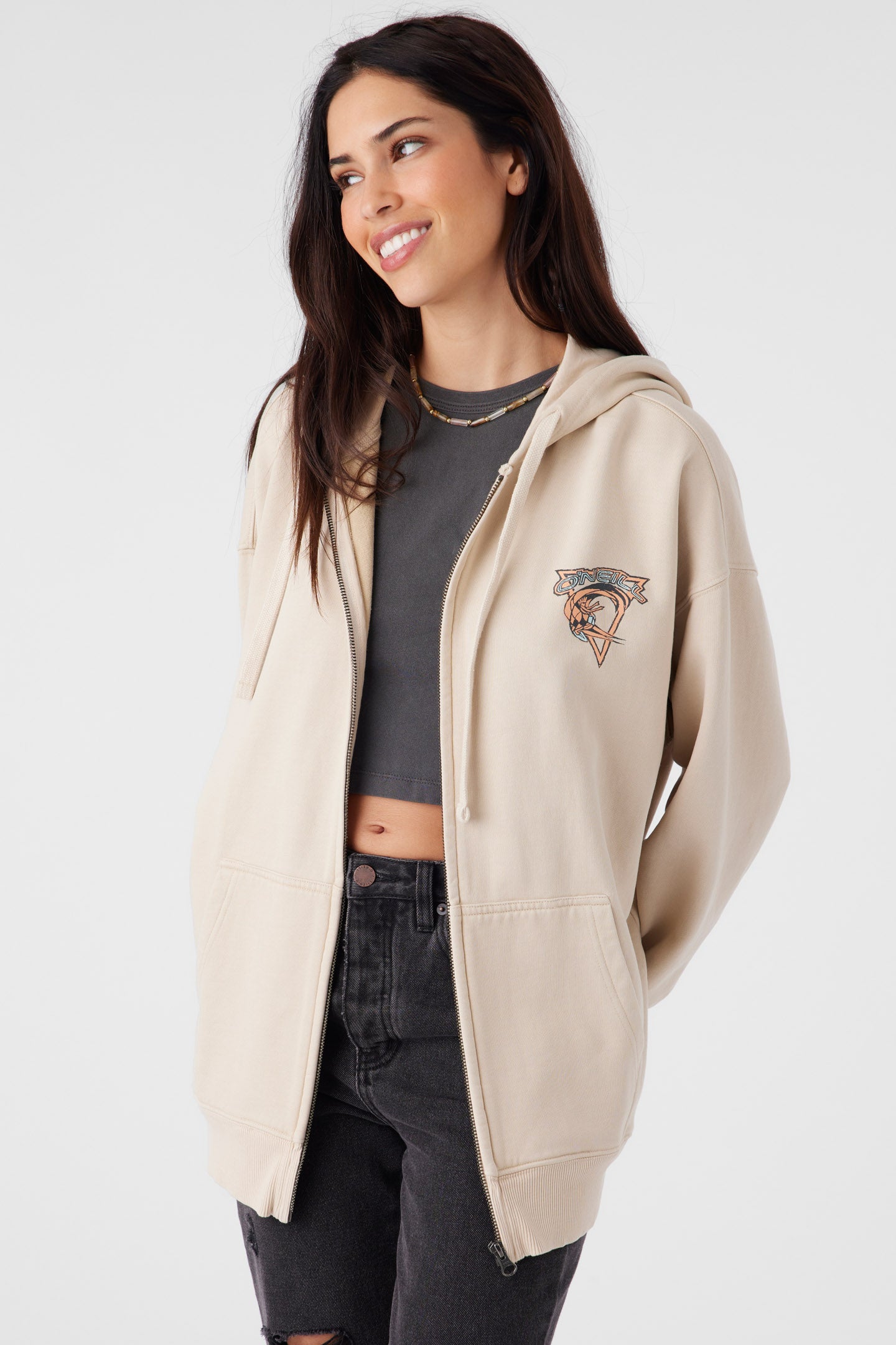 BYRON HOODED OVERSIZED FIT ZIP FLEECE JACKET