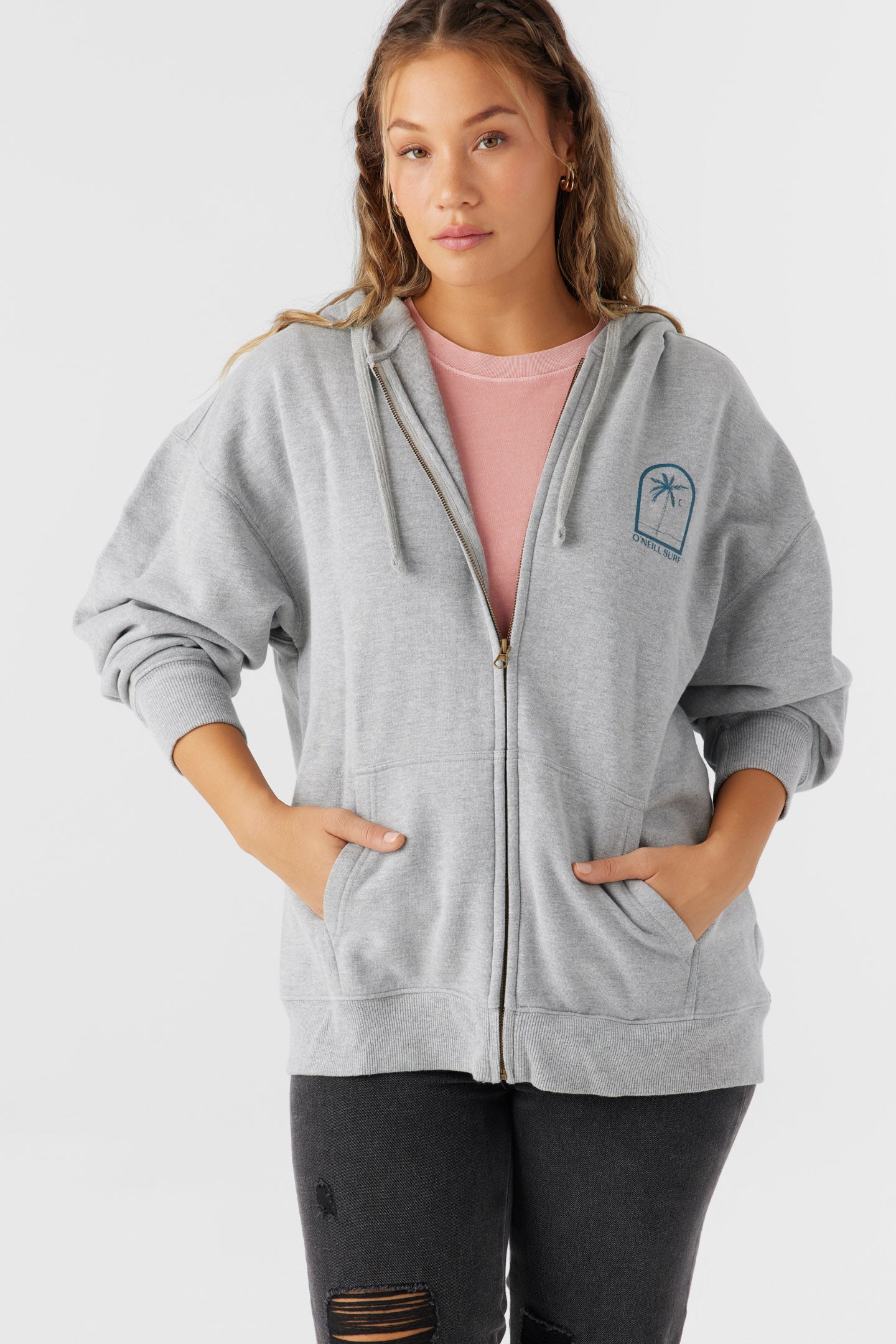 BYRON HOODED OVERSIZED ZIP FLEECE JACKET