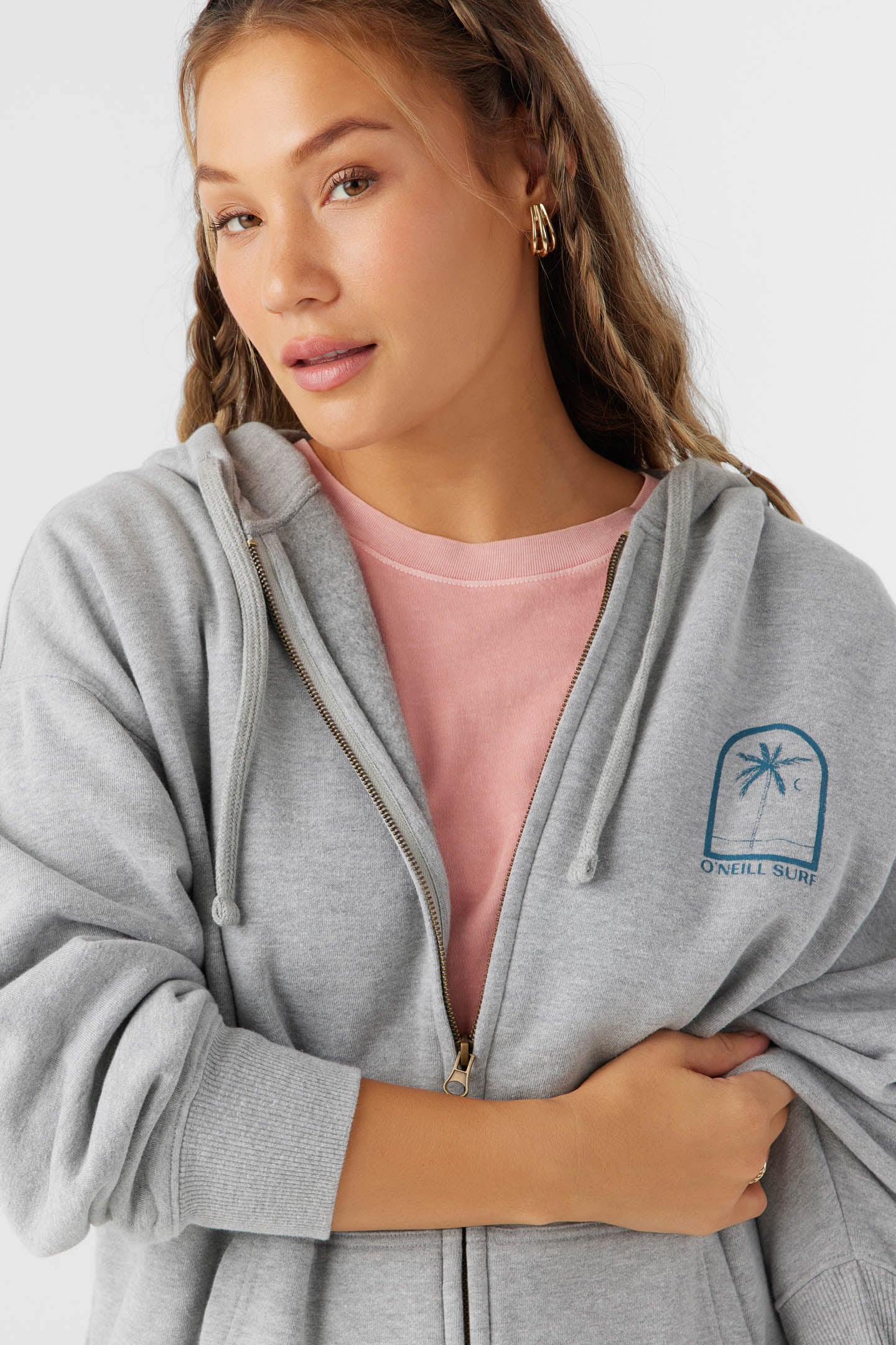 Byron Hoody Zip Fleece - Heather Grey | O'Neill