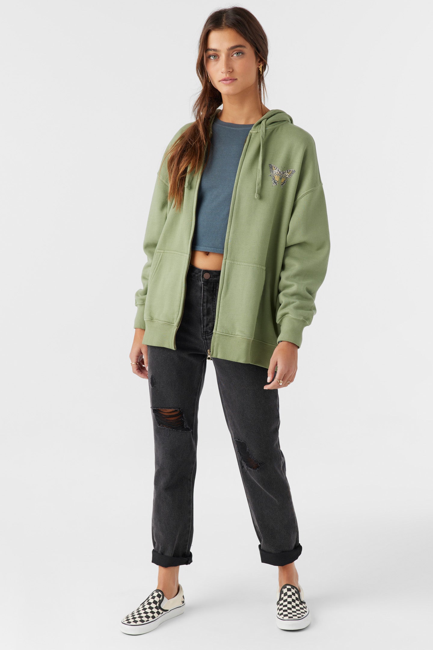 Byron Hoody Zip Fleece - Oil Green | O'Neill