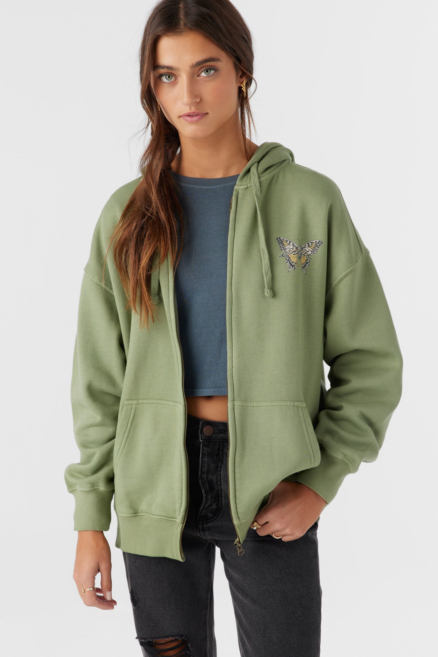Byron Hoody Zip Fleece - Oil Green | O'Neill