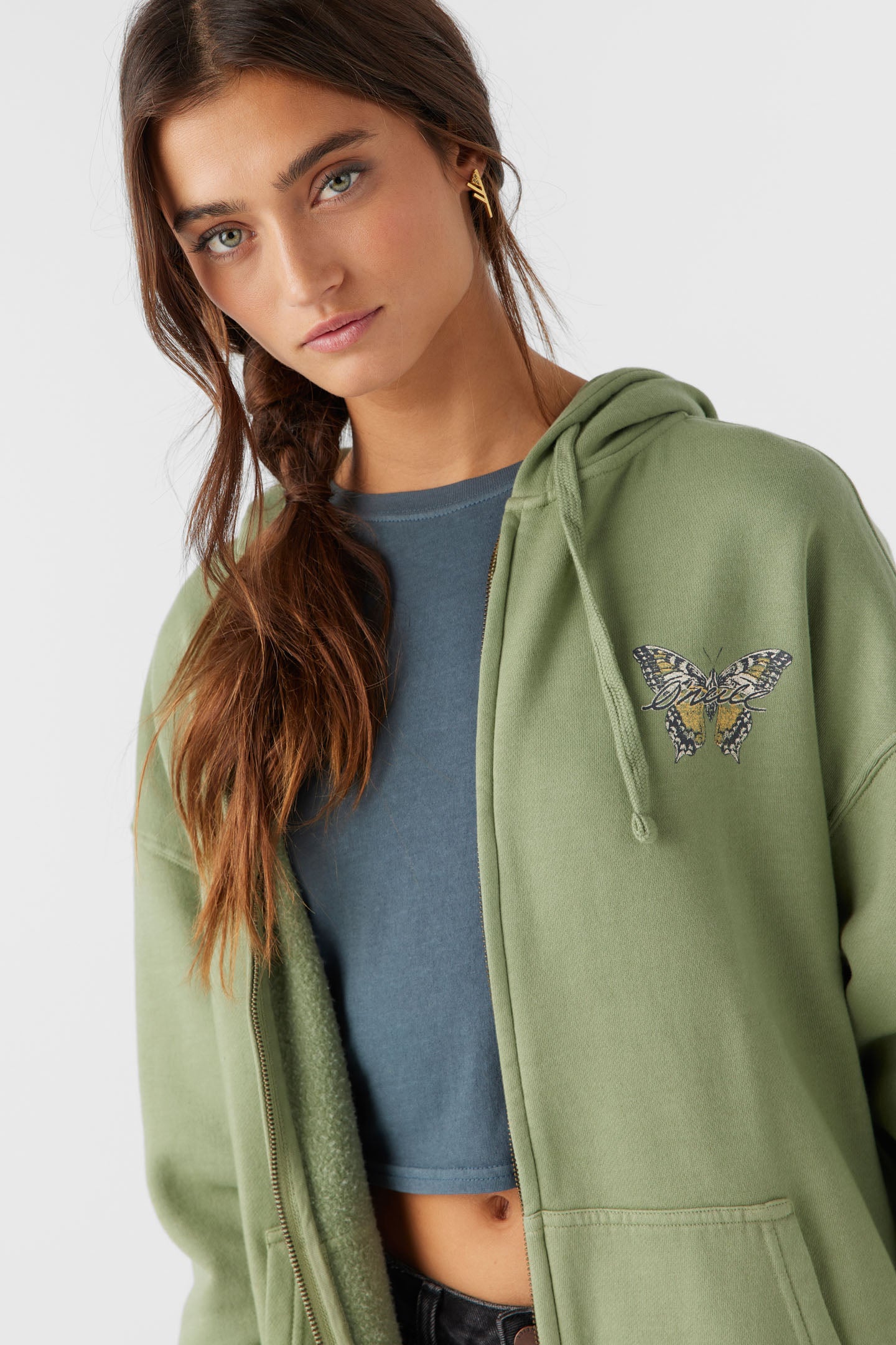 Byron Hoody Zip Fleece - Oil Green | O'Neill