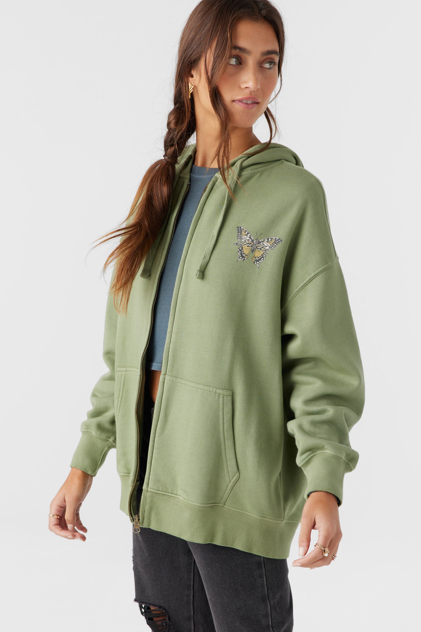 BYRON HOODED OVERSIZED ZIP FLEECE JACKET