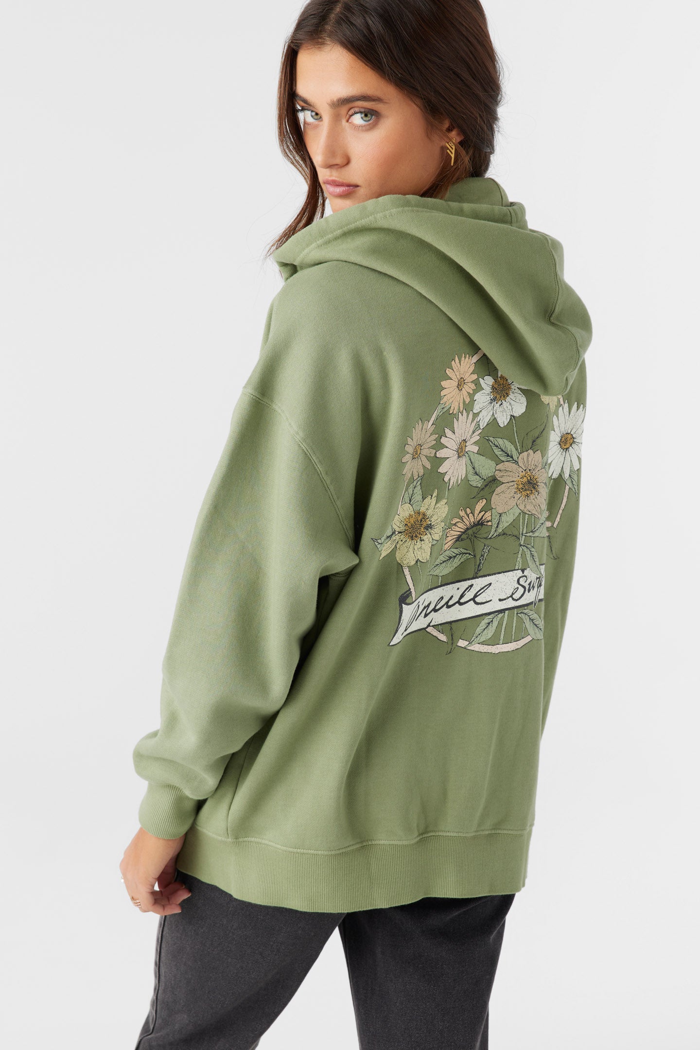 Byron Hoody Zip Fleece - Oil Green | O'Neill
