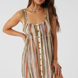 Korie Neptune Stripe Button Front Mini Dress