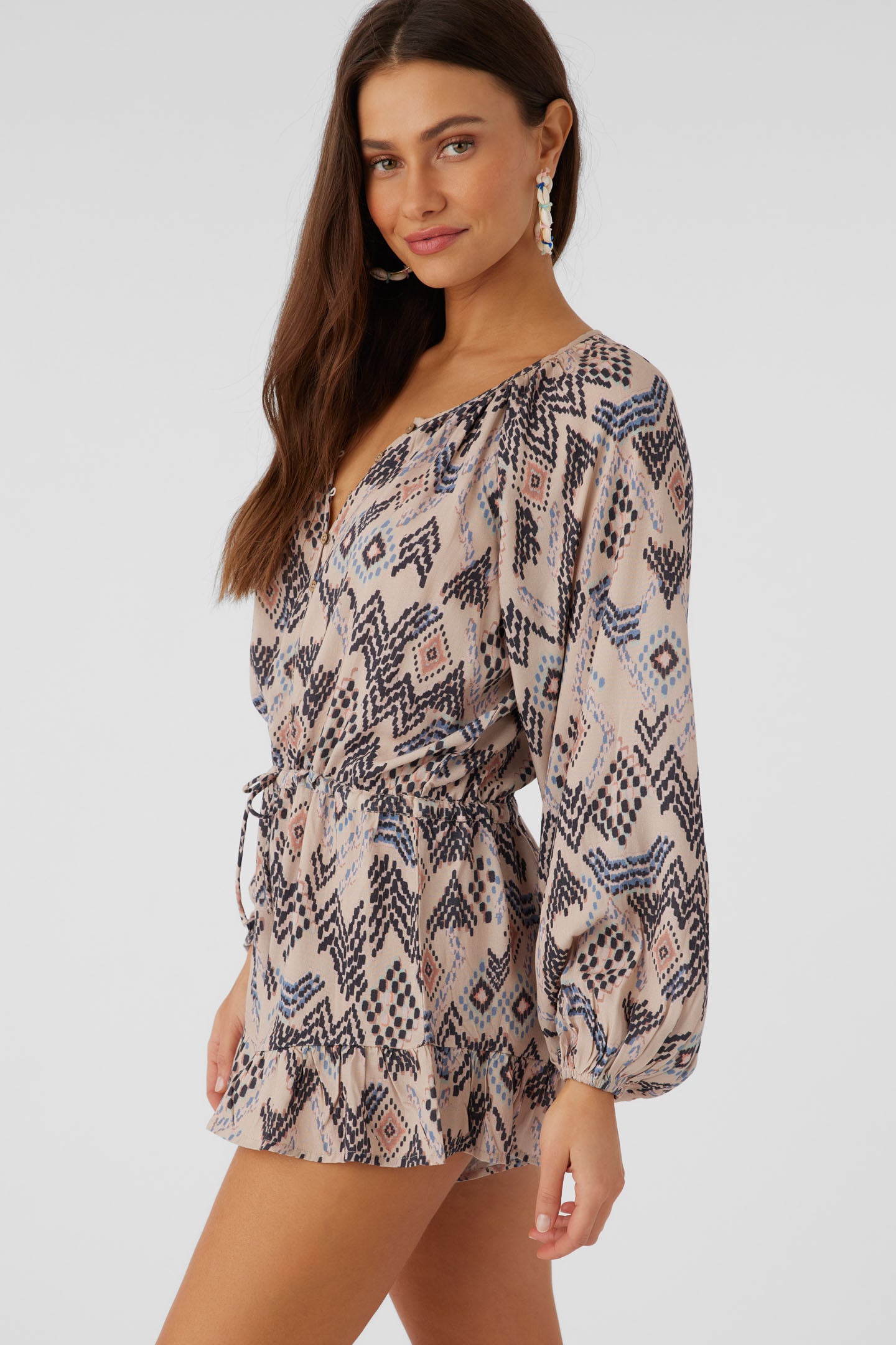 SCARLETTE PALMER PRINT LONG SLEEVE ROMPER