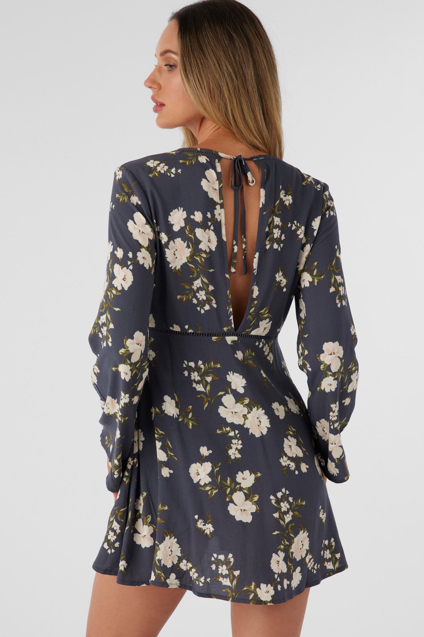 STEVIE KENDRA FLORAL LONG SLEEVE MINI DRESS