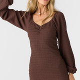 Tegan Smocked Knit Long Sleeve Mini Dress