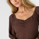 Tegan Smocked Knit Long Sleeve Mini Dress