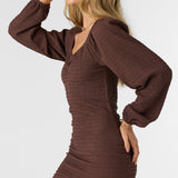 Tegan Smocked Knit Long Sleeve Mini Dress