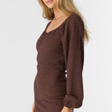 Tegan Smocked Knit Long Sleeve Mini Dress