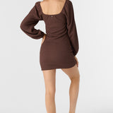 Tegan Smocked Knit Long Sleeve Mini Dress