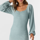 Tegan Smocked Knit Long Sleeve Mini Dress