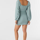 Tegan Smocked Knit Long Sleeve Mini Dress