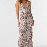 Annalisa Palmer Print Halter Maxi Dress