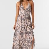 Annalisa Palmer Print Halter Maxi Dress