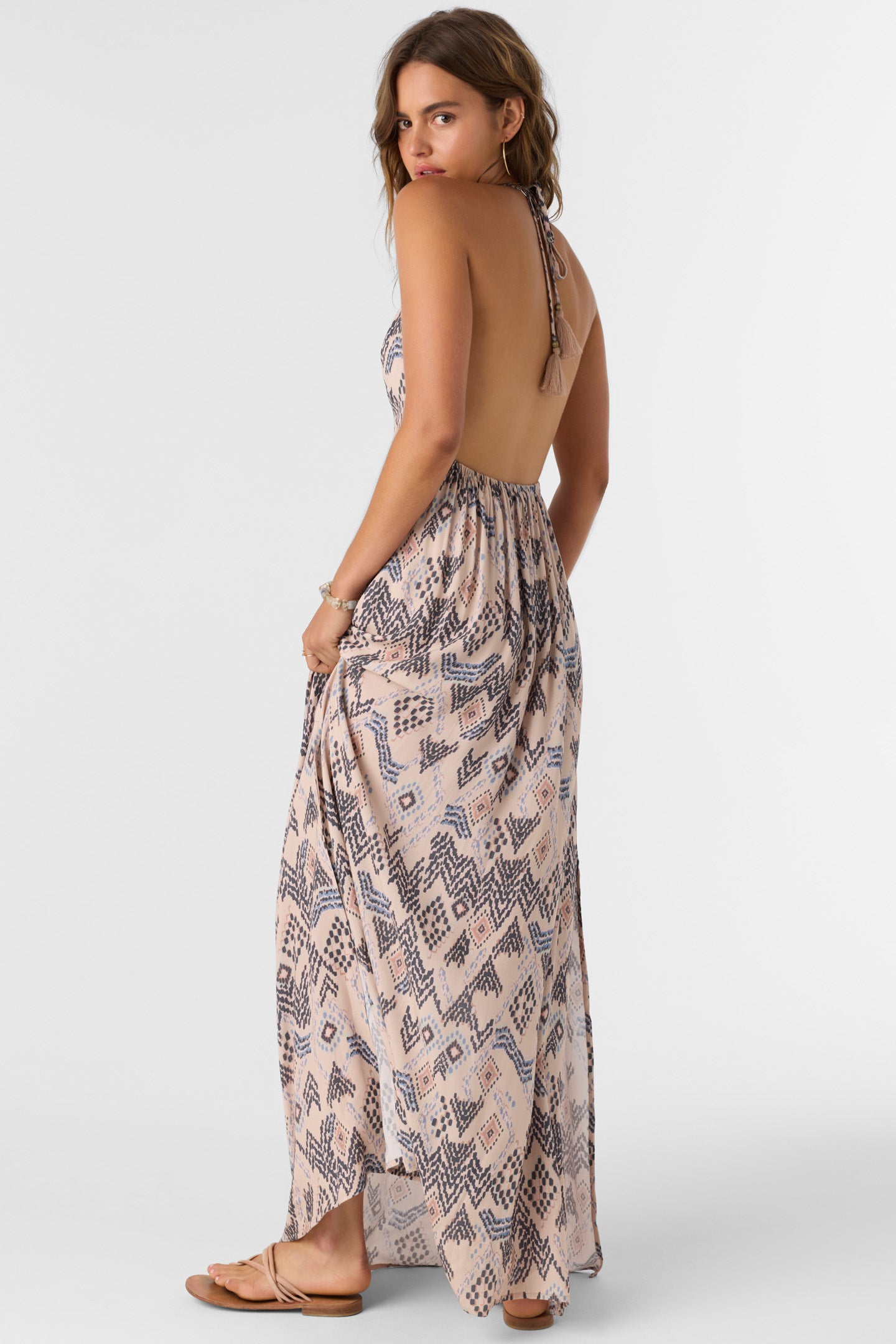 ANNALISA PALMER PRINT HALTER MAXI DRESS