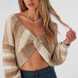Hillside Stripe Twist Front Two-Way Sweater