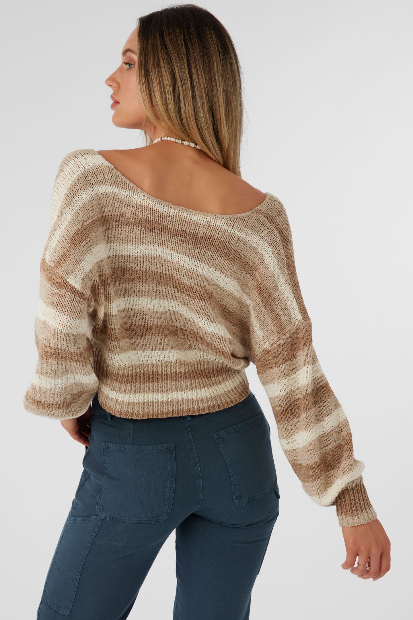 HILLSIDE STRIPE TWIST FRONT TWO-WAY SWEATER