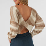 Hillside Stripe Twist Front Two-Way Sweater