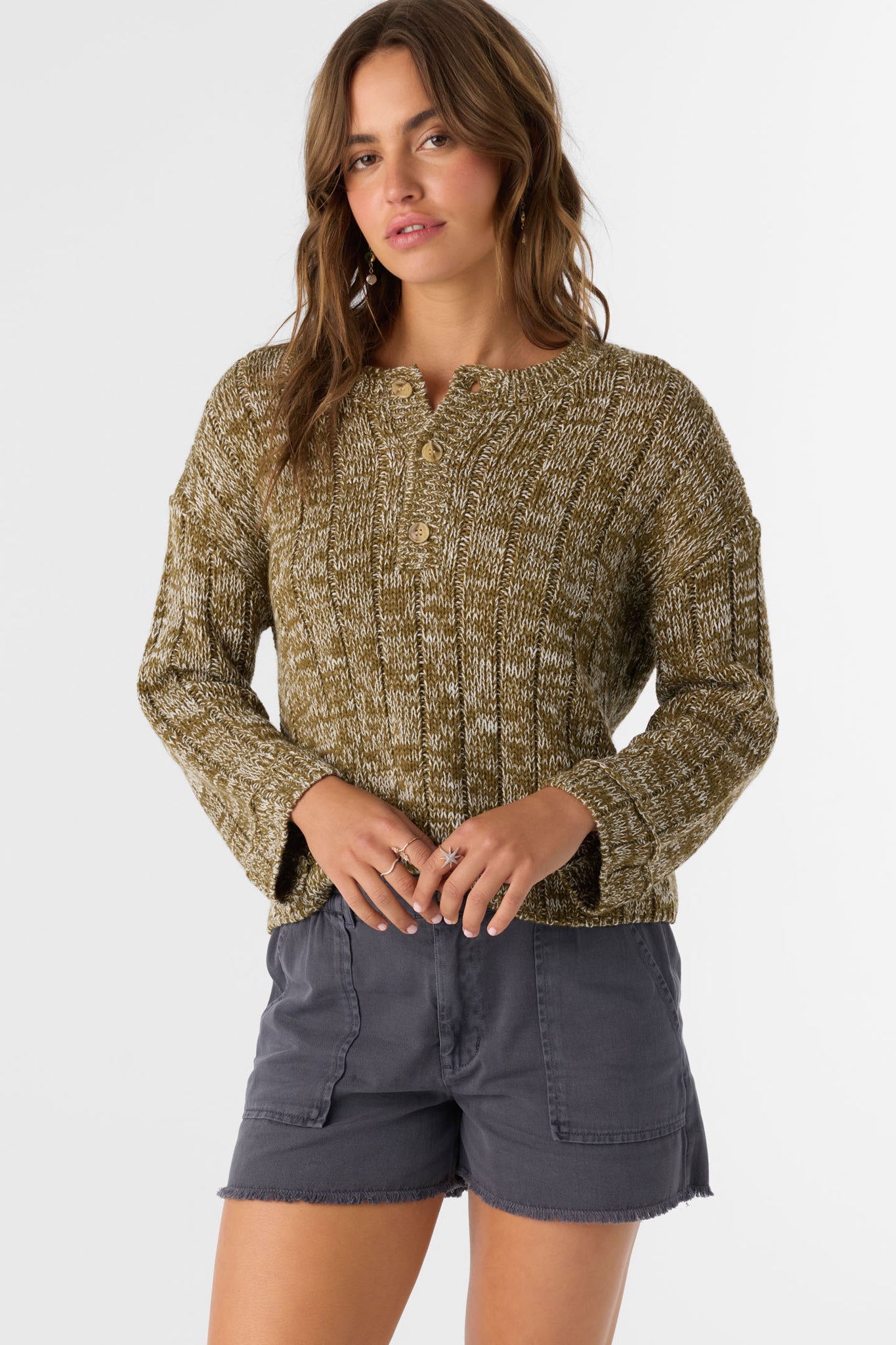 OCEANFRONT HENLEY LONG SLEEVE SWEATER