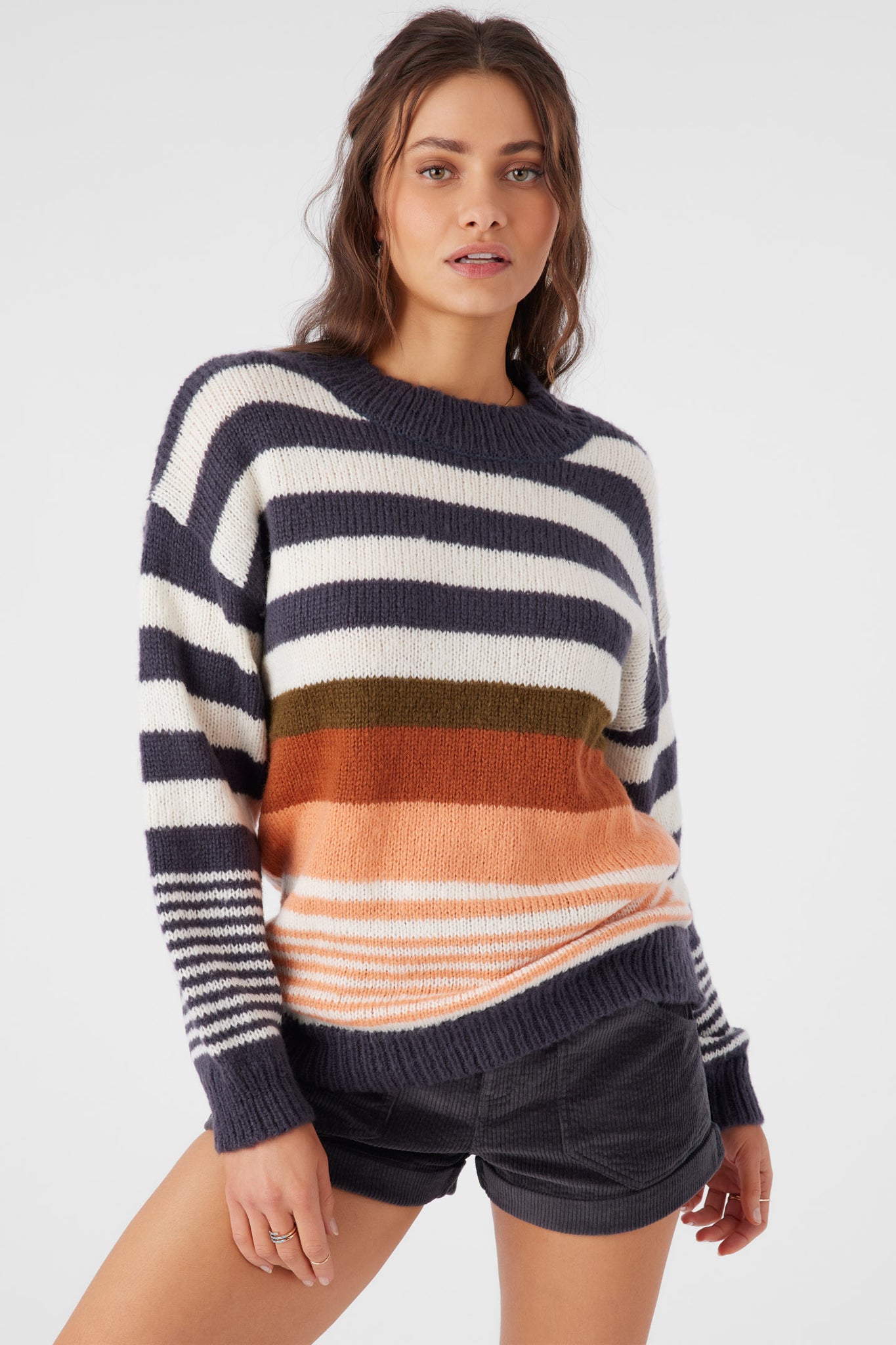 BILLIE STRIPE MOCKNECK OVERSIZED SWEATER