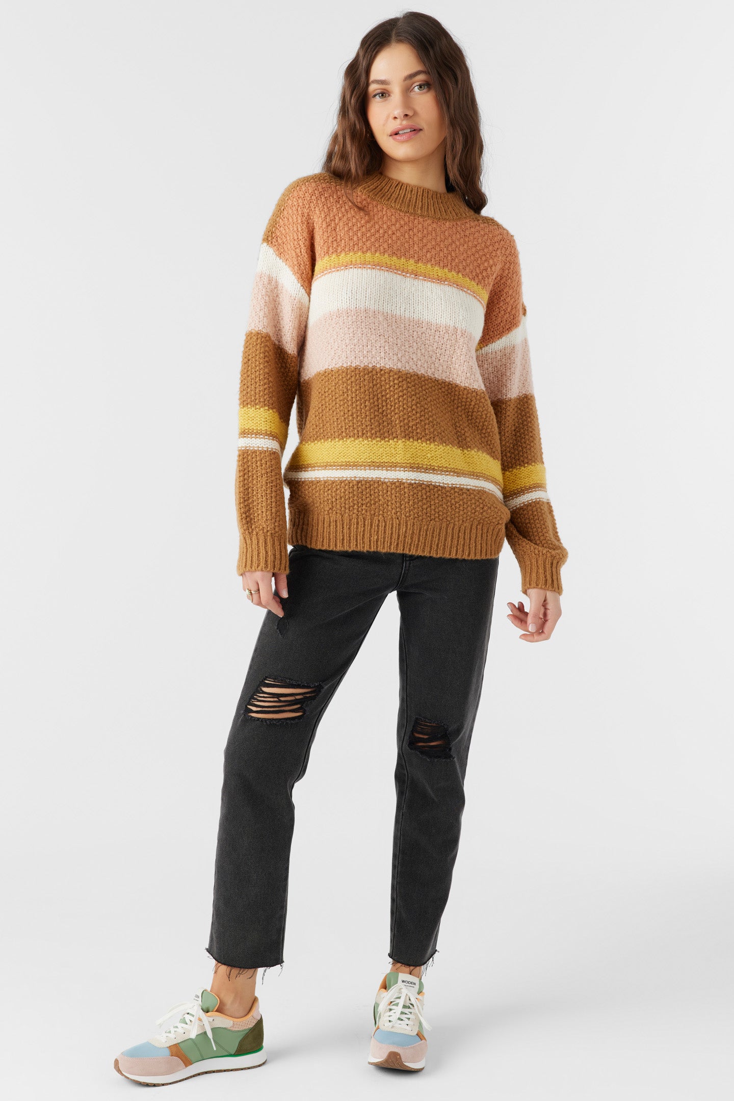 BILLIE STRIPE MOCKNECK OVERSIZED SWEATER