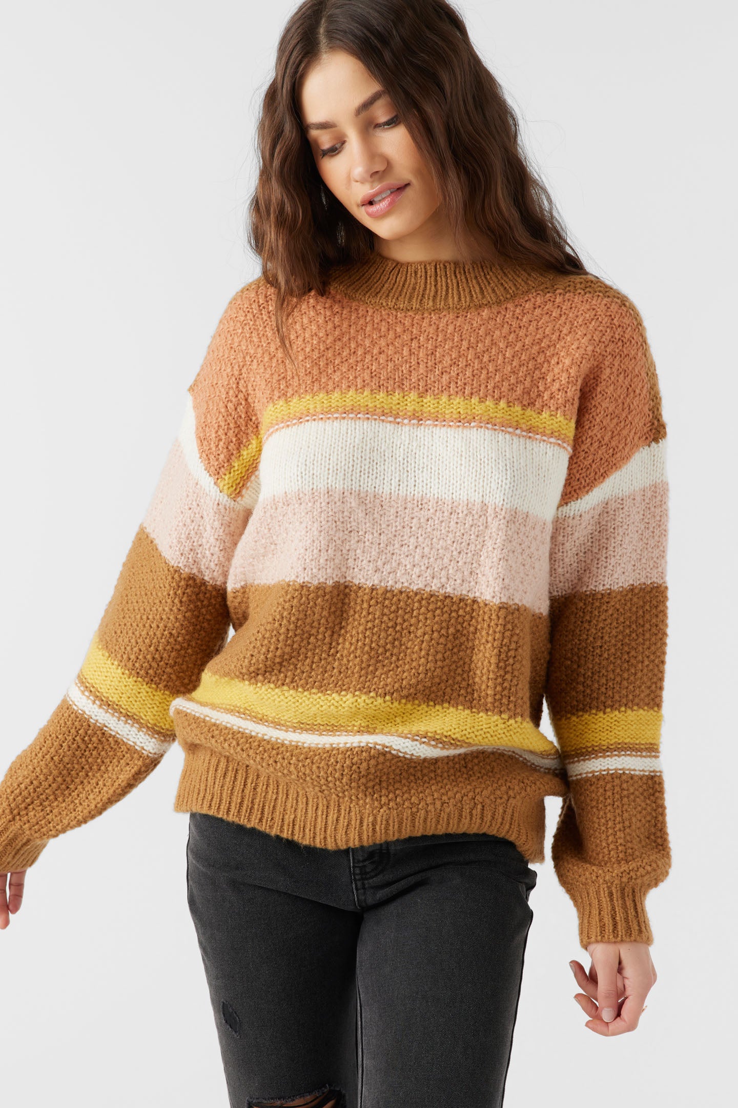 BILLIE STRIPE MOCKNECK OVERSIZED SWEATER