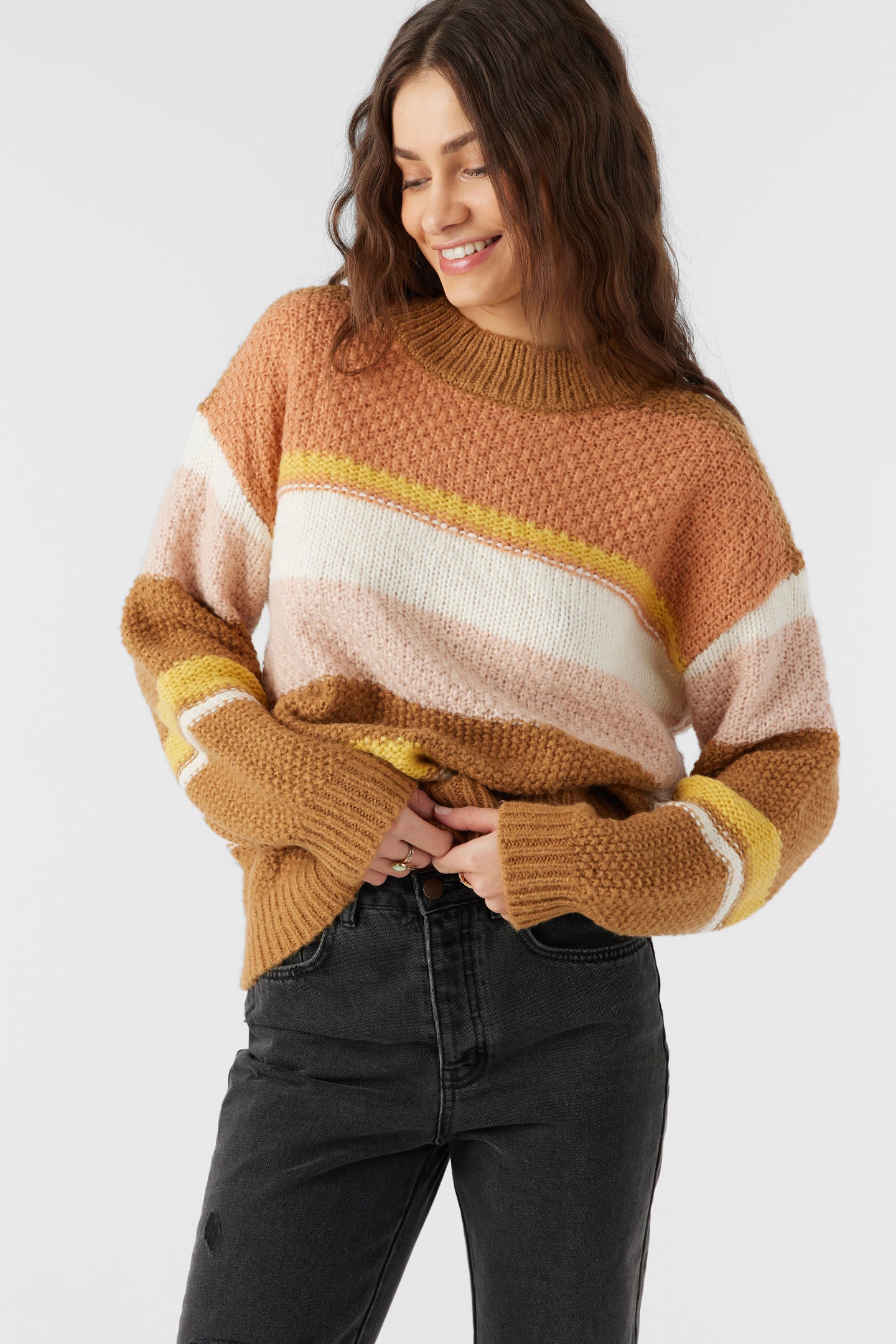 BILLIE STRIPE MOCKNECK OVERSIZED SWEATER