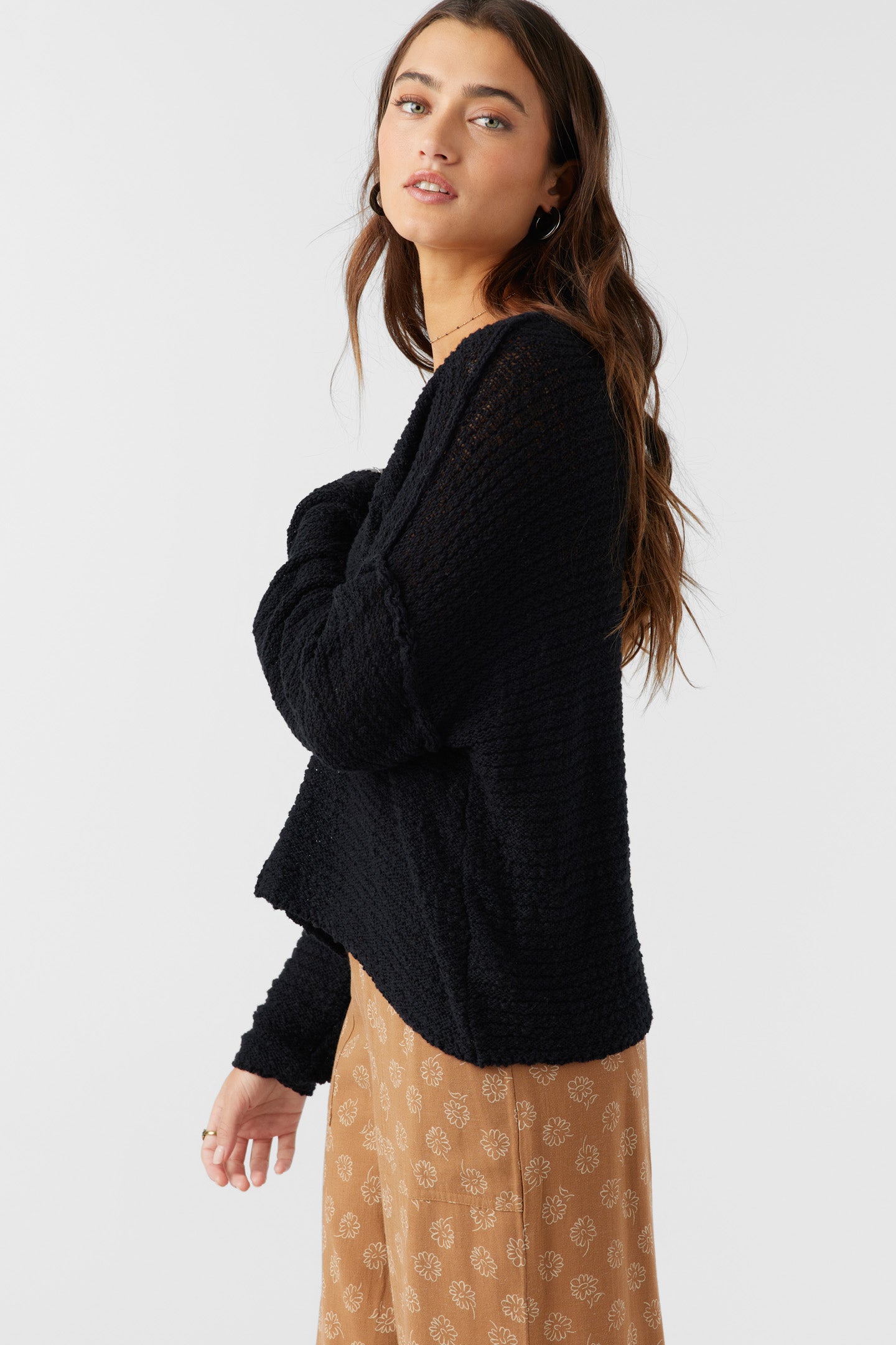 MARINA COTTON SLUB V-NECK SWEATER