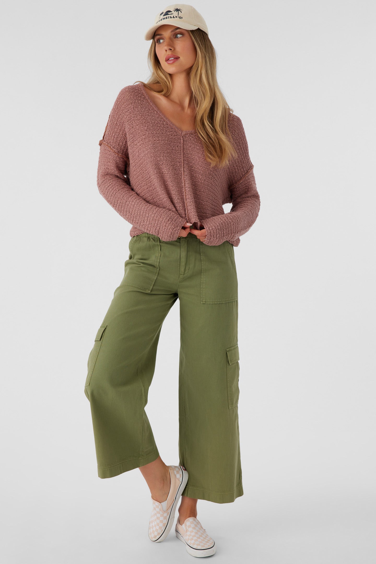 MARINA COTTON SLUB V-NECK SWEATER