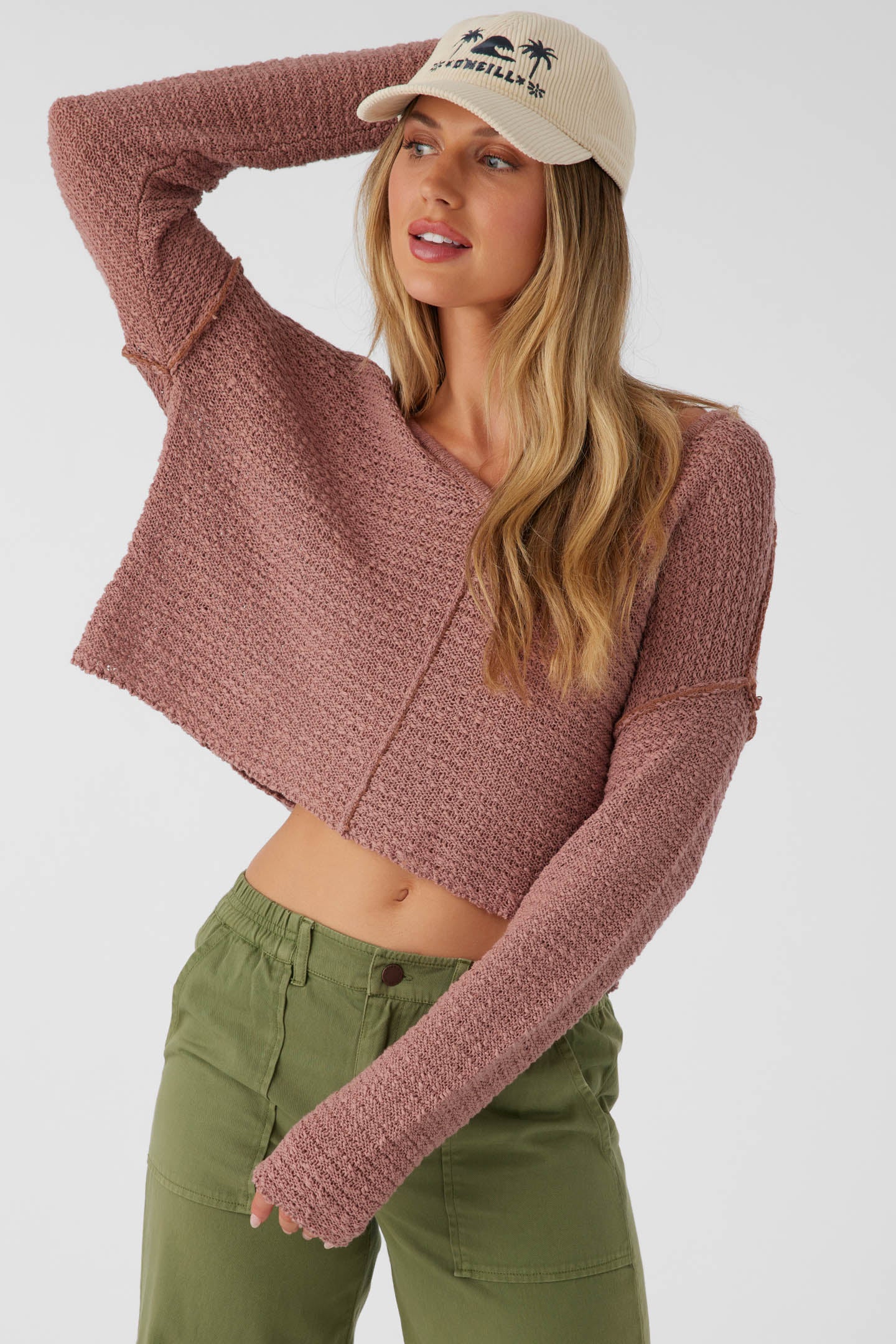 MARINA COTTON SLUB V-NECK SWEATER