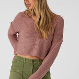 Marina Cotton Slub V-Neck Sweater