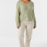 Marina Cotton Slub V-Neck Sweater