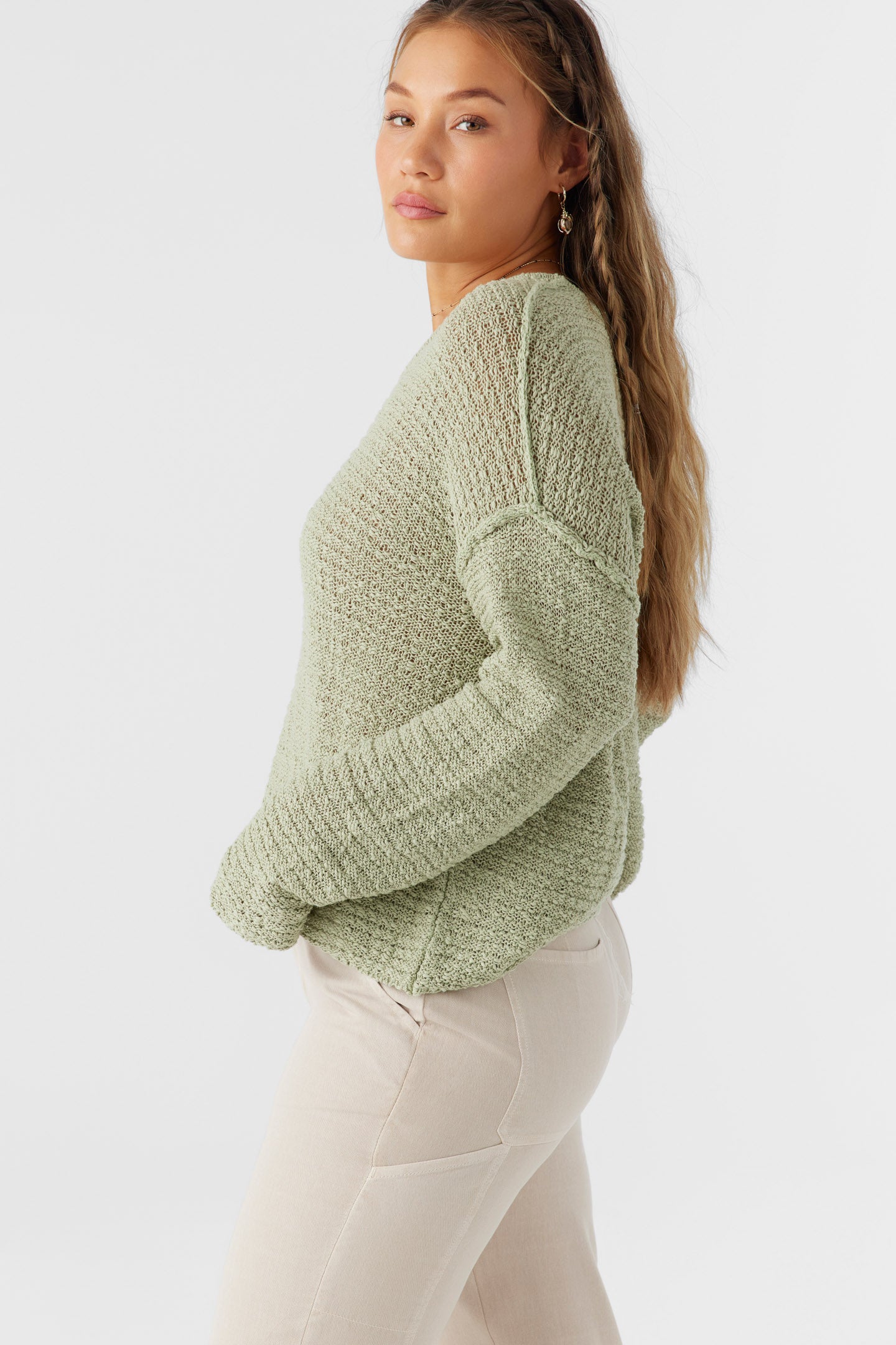 MARINA COTTON SLUB V-NECK SWEATER