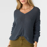 Marina Cotton Slub V-Neck Sweater