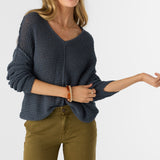 Marina Cotton Slub V-Neck Sweater