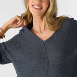 Marina Cotton Slub V-Neck Sweater