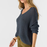 Marina Cotton Slub V-Neck Sweater