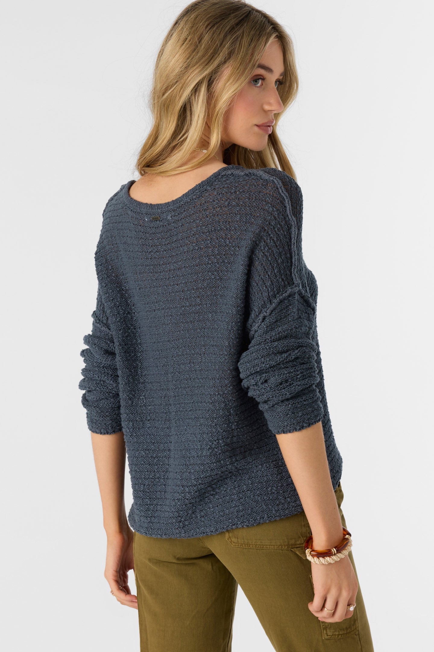 MARINA COTTON SLUB V-NECK SWEATER