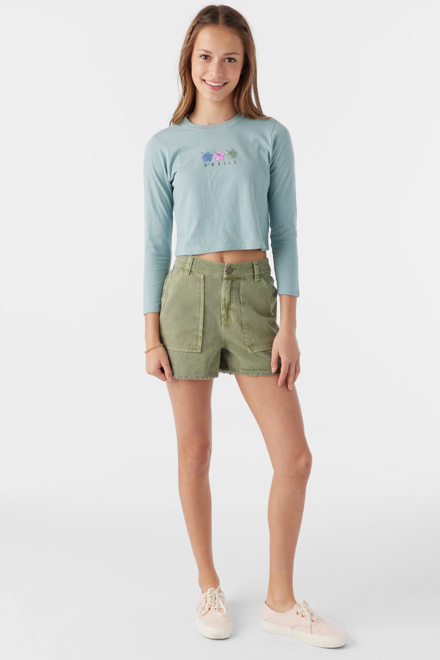 GIRL'S FLOWER TRIO LONG SLEEVE TEE