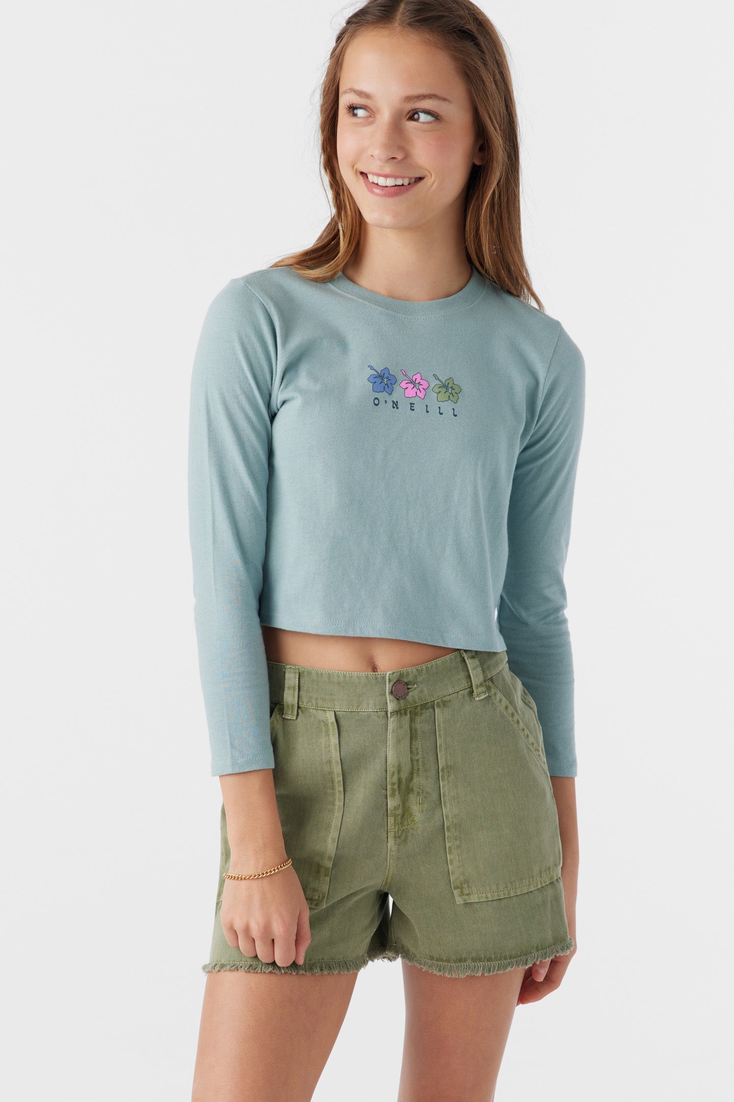 GIRL'S FLOWER TRIO LONG SLEEVE TEE