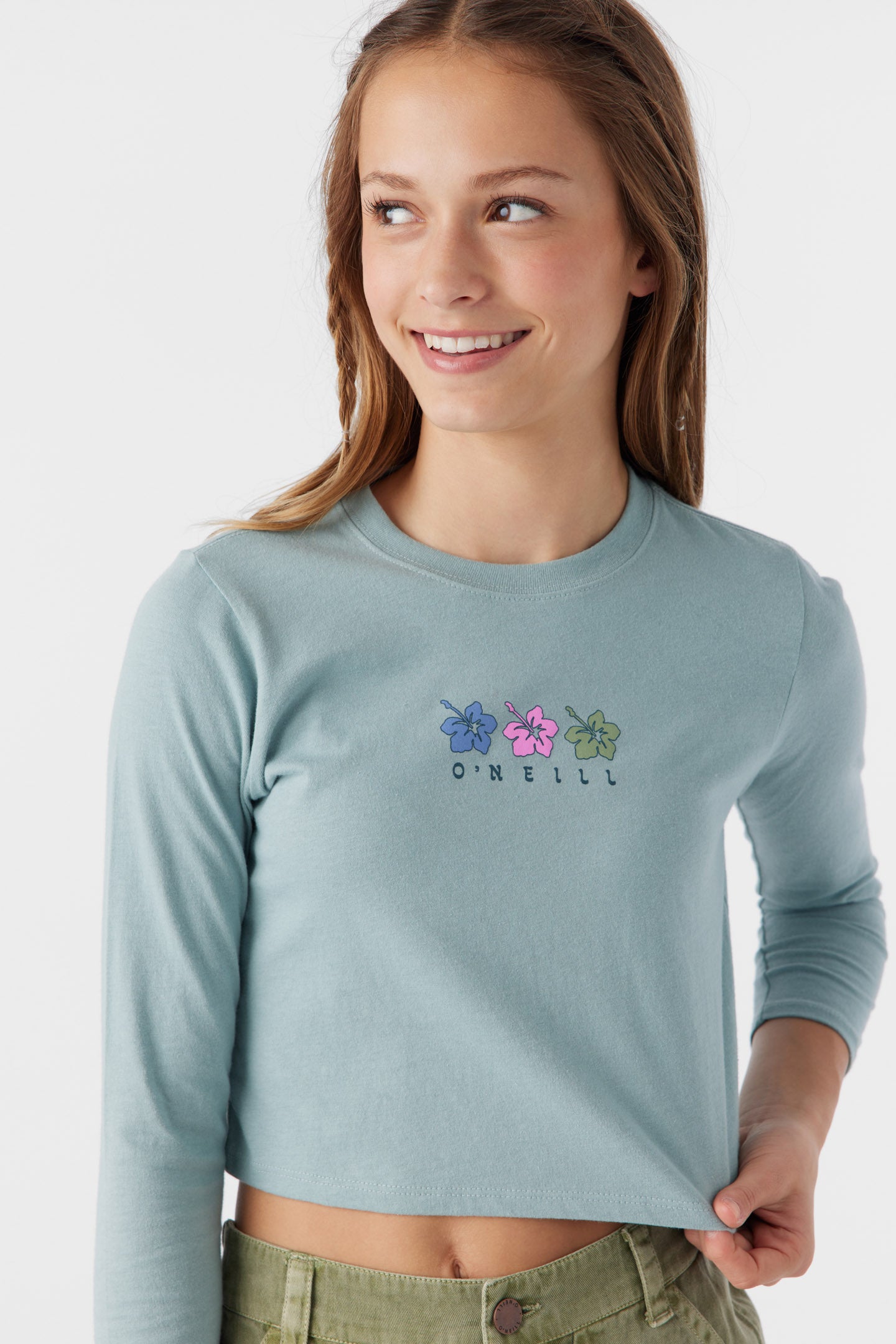 GIRL'S FLOWER TRIO LONG SLEEVE TEE