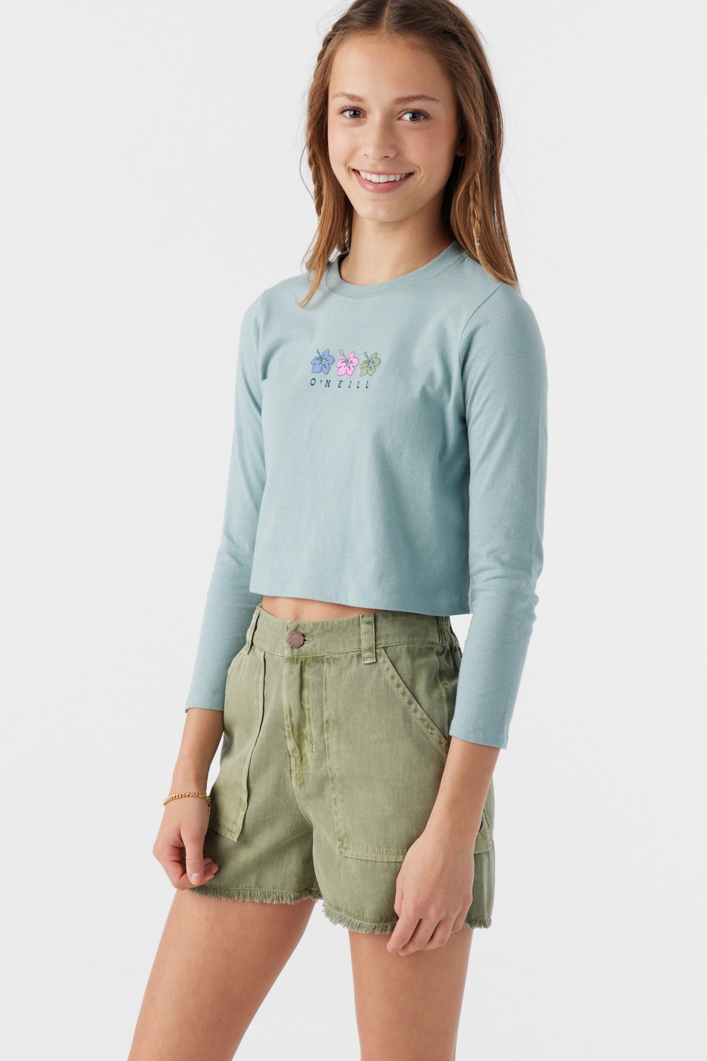 GIRL'S FLOWER TRIO LONG SLEEVE TEE