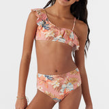 Girl's Punta Tropical Asymm Ruffle Bandeau Top Set