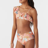 Girl's Punta Tropical Asymm Ruffle Bandeau Top Set