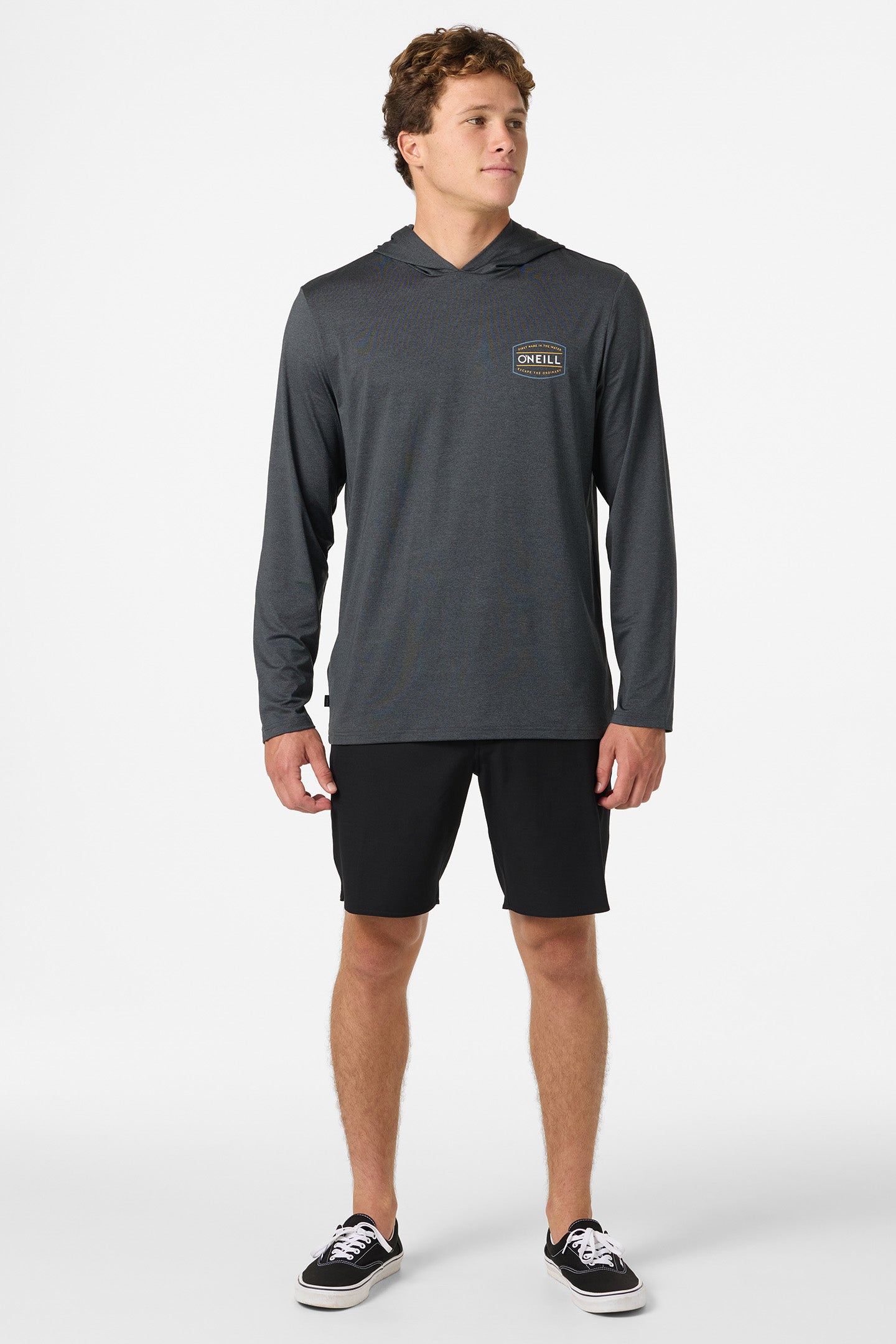 TRVLR Upf Hooded Ls - Blaze Long Sleeve Pullover - Hthr Blk 2 | O