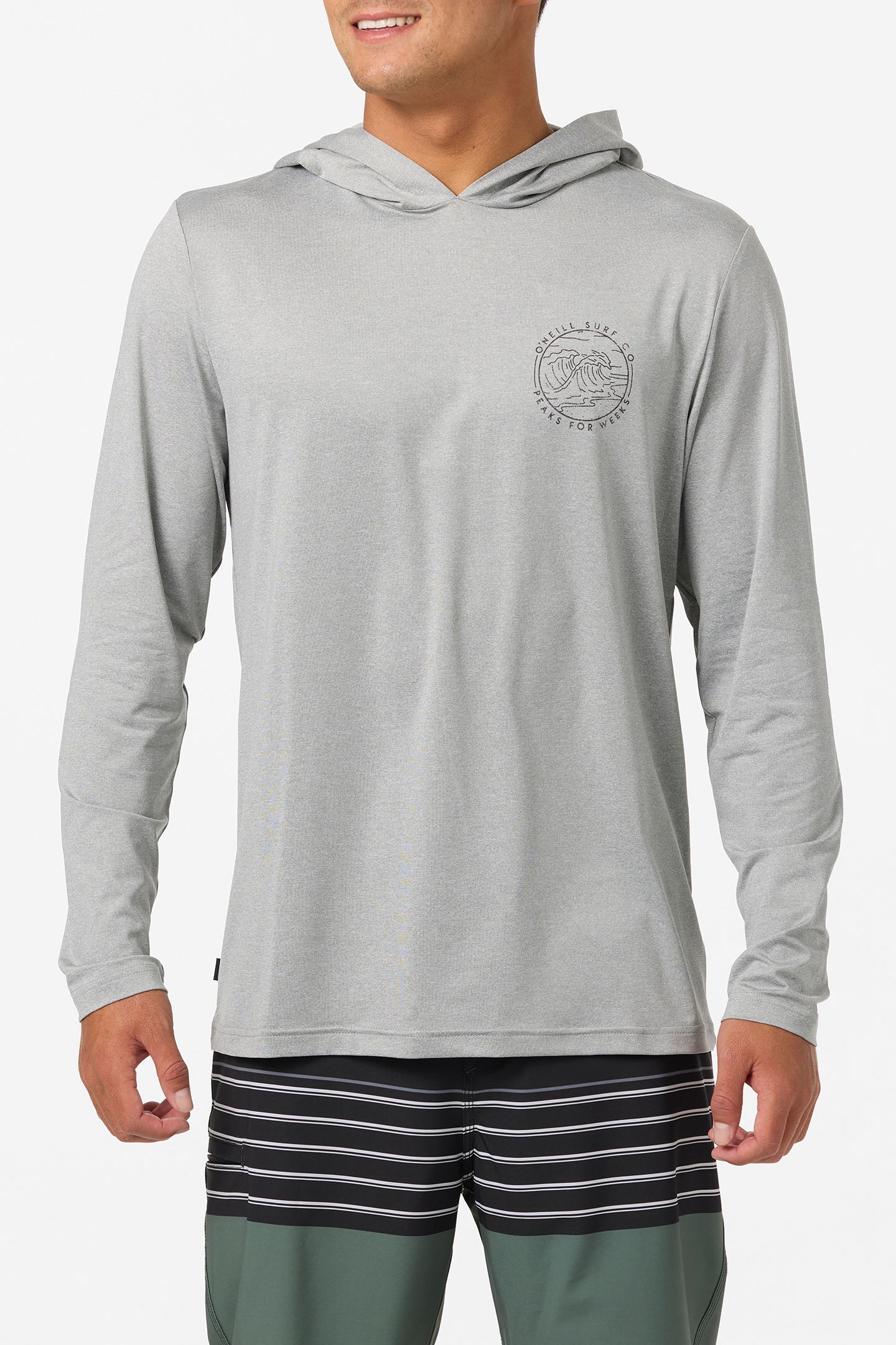 TRVLR Upf Hooded Ls - Cliffs Long Sleeve Pullover - Heather Grey