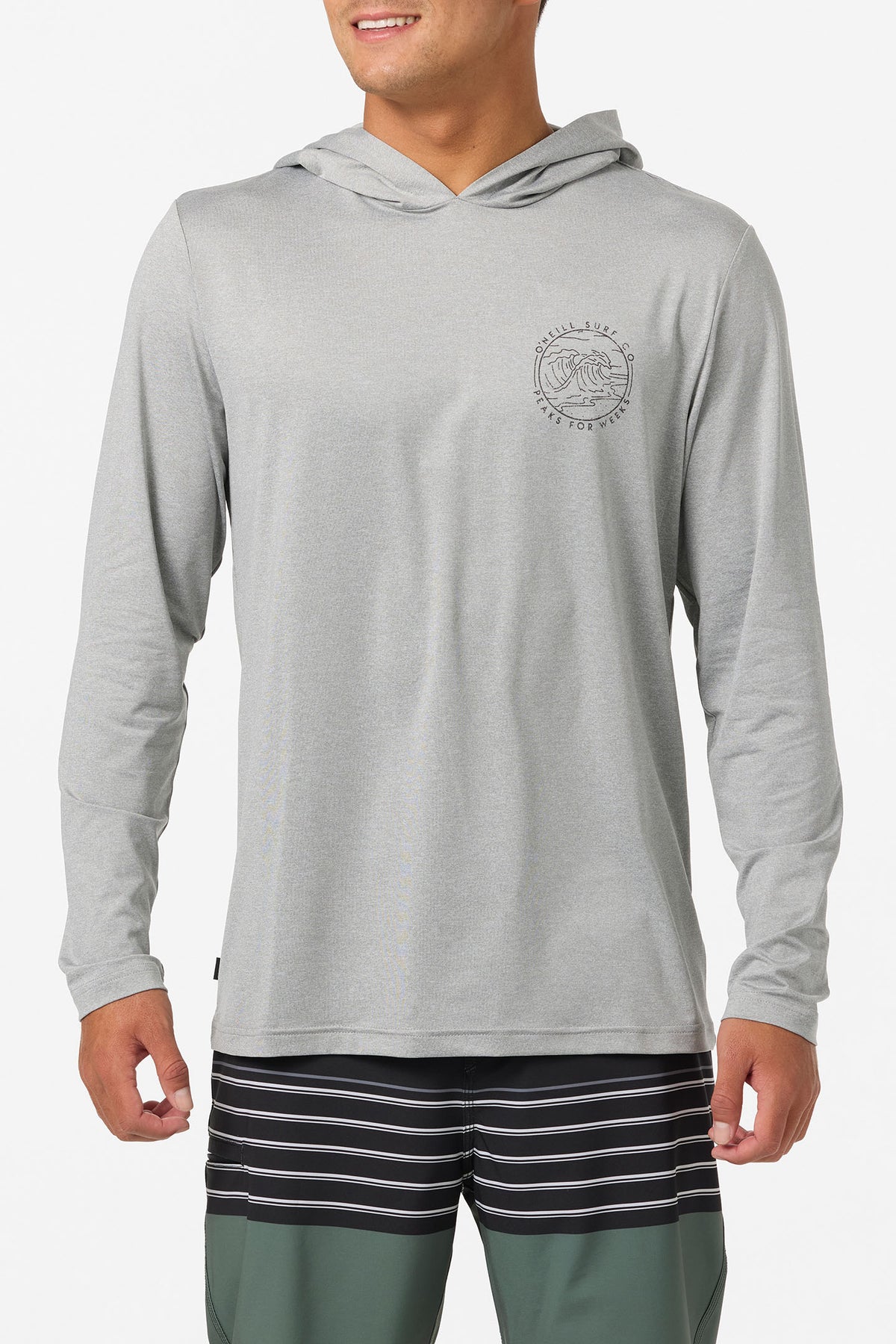 TRVLR Upf Hooded Ls - Cliffs Long Sleeve Pullover - Heather Grey 